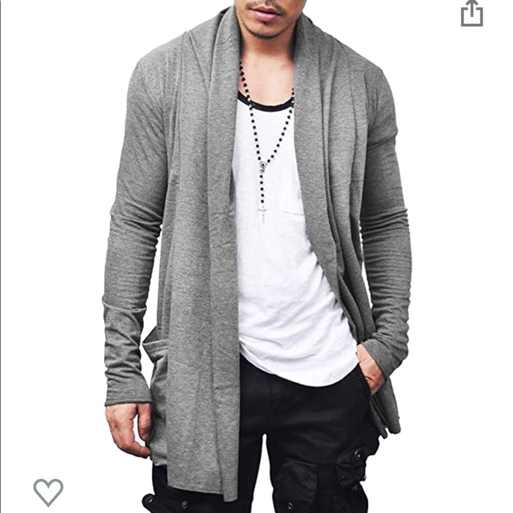 Men's Long Cotton Blend Lightweight Cardigan Cape